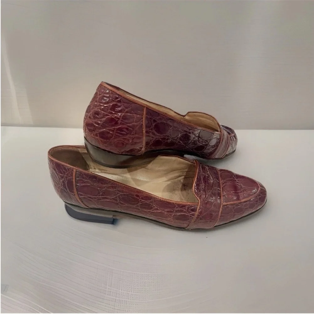 Cole Haan Vintage Genuine Alligator Brown Women's Loafers - 8M - Made in Italy